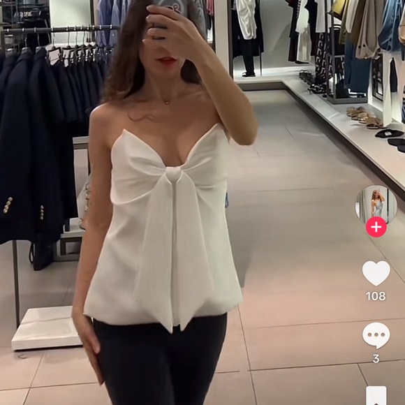 ZARA SATIN TIE TOP - Picture 1 of 13